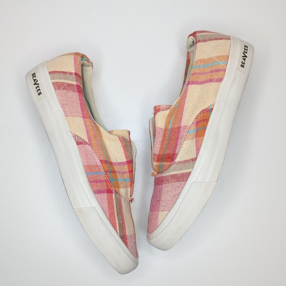SeaVees Plaid Sunset Strip Sneaker Loafer Paradise Orange Pink Size 10